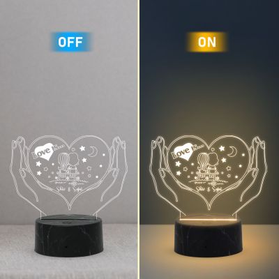 Heart Shape Couple Night Lamp Personalized Name Light